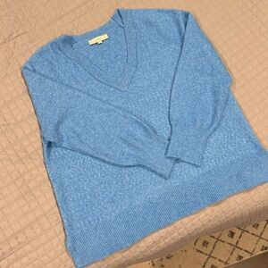 LOFT Light Blue V-Neck Sweater for Women